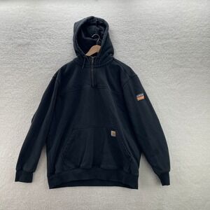 Carhartt Hoodie Mens XL Black Rain Defender Paxton 1/4 Zip Workwear Outdoor Y2K